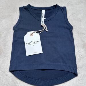 Gray Label Baby 0/6 Months Tank Top Navy Blue Briar Organic Cotton New